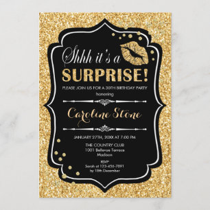 Invitation Surprise Anniversaire - Black Gold
