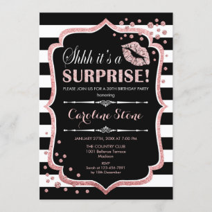 Invitation Surprise Anniversaire - Black Rose Gold