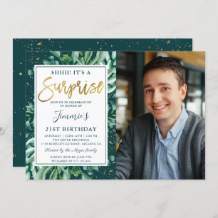 Invitation Surprise Anniversaire Chic Vert Parties scintillan