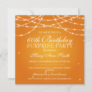 Invitation Surprise Anniversaire Corde d'étoiles Orange