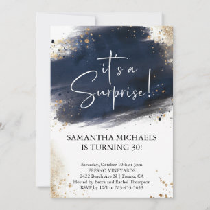 Invitation Surprise Anniversaire de la fête marine et or Aqua