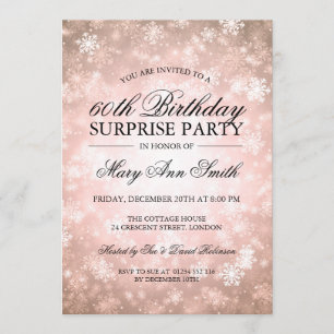 Invitation Surprise Anniversaire Fête Cuivre Hiver Wonderland