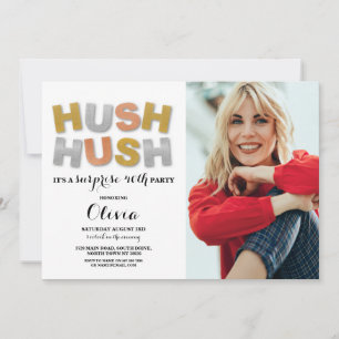 Invitation Surprise Anniversaire Fête Hush Hush Photo Metalli