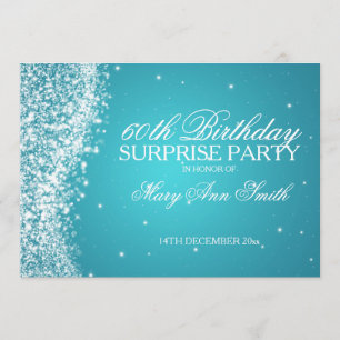 Invitation Surprise Anniversaire Fête Parkling Wave Turquoise