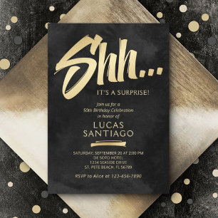 Invitation Surprise Anniversaire Noir Or