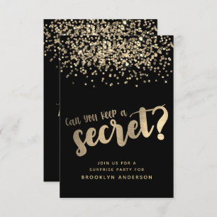 Invitation Surprise Black Gold Parties scintillant Anniversai