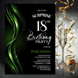 Invitation Surprise Black Green 18e anniversaire