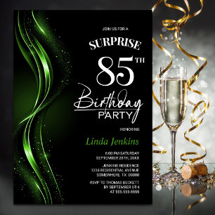Invitation Surprise Black Green 85e anniversaire