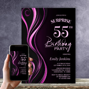 Invitation Surprise Black Pink 55e anniversaire fête