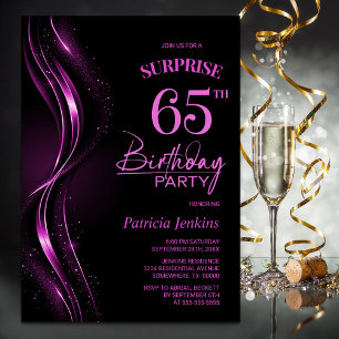 Invitation Surprise Black Pink 65e anniversaire fête