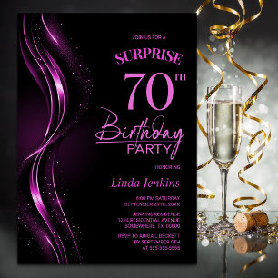 Invitation Surprise Black Pink 70e anniversaire fête