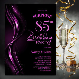 Invitation Surprise Black Pink 85e fête d'anniversaire