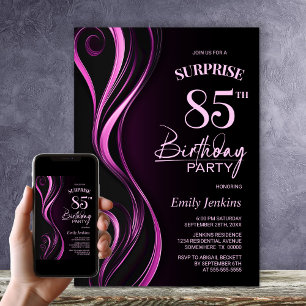 Invitation Surprise Black Pink 85e fête d'anniversaire