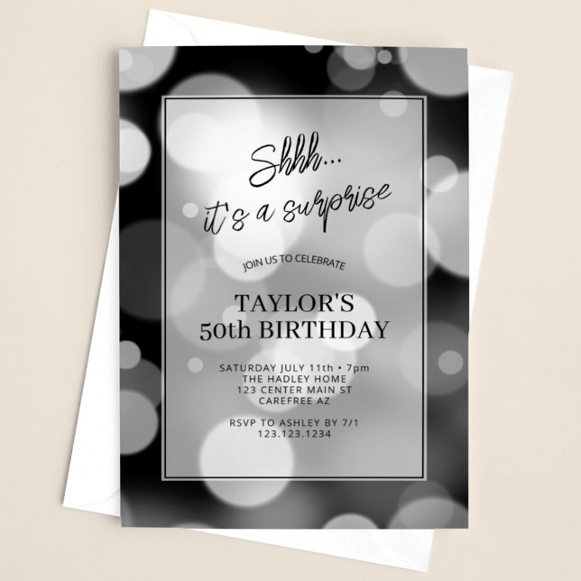 Invitation Surprise Bokeh Moderne 50e Anniversaire (Créateur téléchargé)