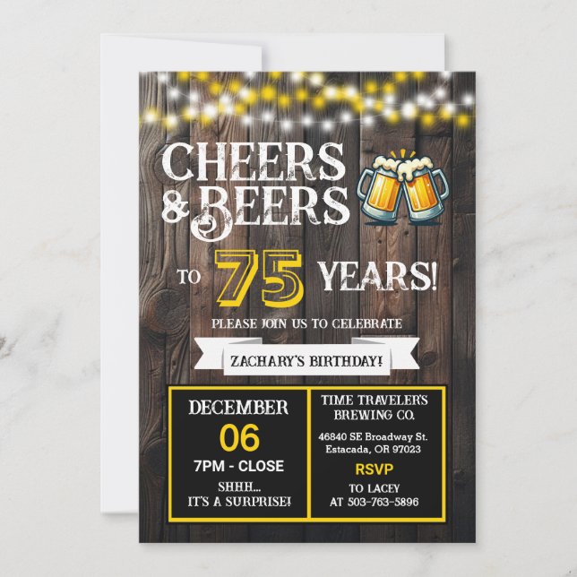Invitation Surprise Brewery Cheers and Beers to 75 Years  (Devant)