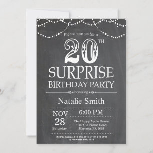 Invitation surprise d'anniversaire 20 ans Tableau
