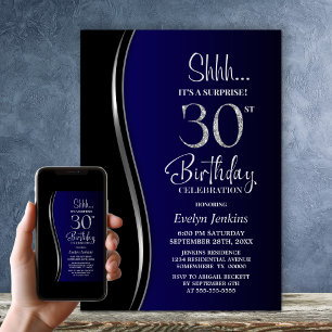 Invitation Surprise d'anniversaire 30 ans Bleu foncé