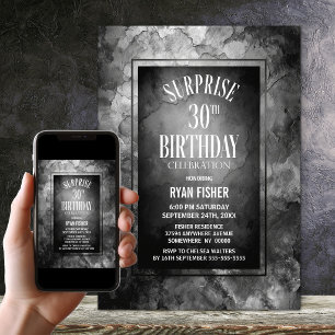 Invitation Surprise d'anniversaire 30 ans en pierre d'ardoise