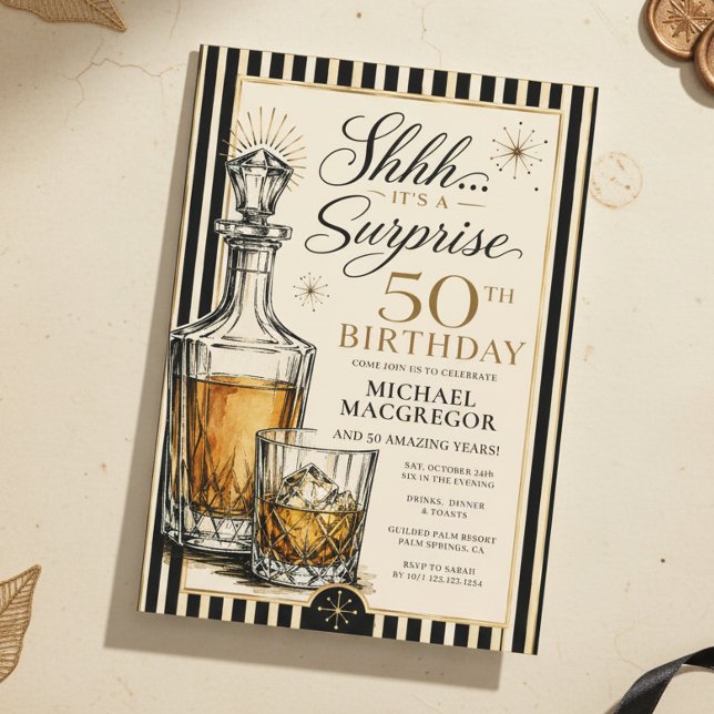 Invitation Surprise d'anniversaire 50 ans sur le thème du Whi (Créateur téléchargé)