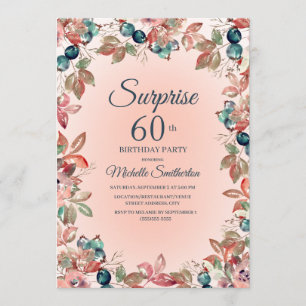 Invitation Surprise d'anniversaire 60 ans Femmes Rose sarcell
