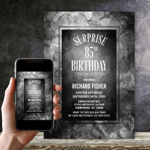 Invitation Surprise d'anniversaire 85 ans en pierre d'ardoise