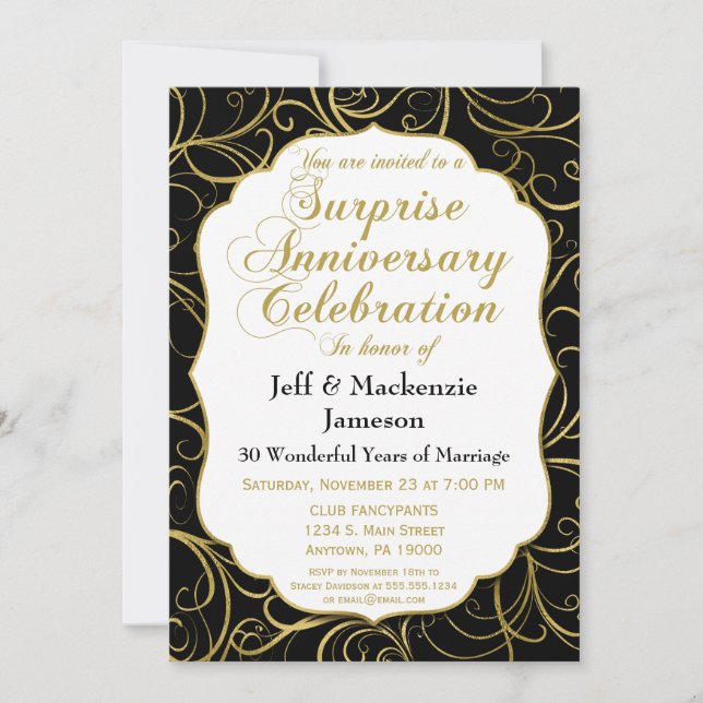 Invitation surprise d'anniversaire de mariage Tour (Devant)