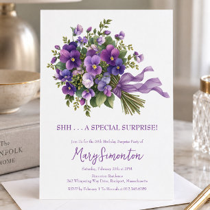 Invitation Surprise de fête d'anniversaire 50 ans Bouquet flo
