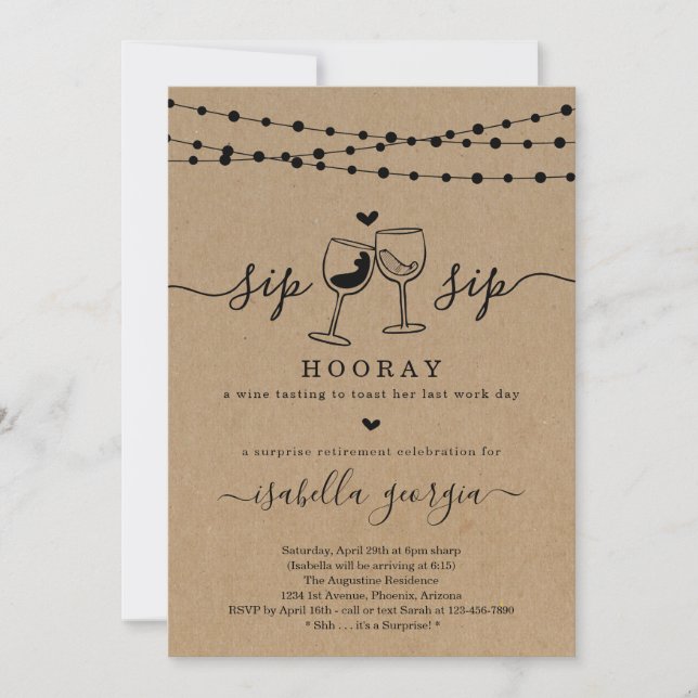 Invitation Surprise Dégustation De Vins Parti Retraite (Devant)
