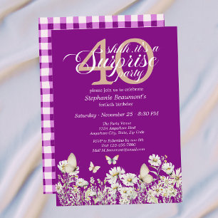 Invitation Surprise des 40 ans de la femme en fleur blanche