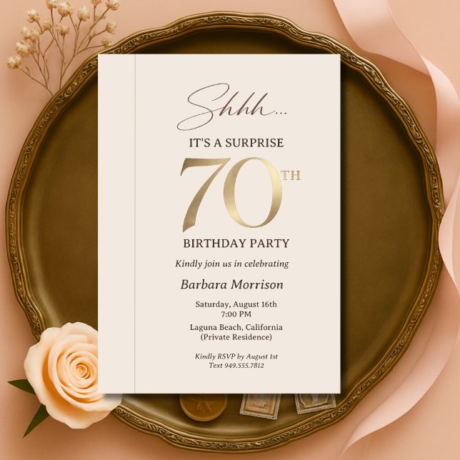 Invitation Surprise Élégant 70e Anniversaire (Créateur téléchargé)