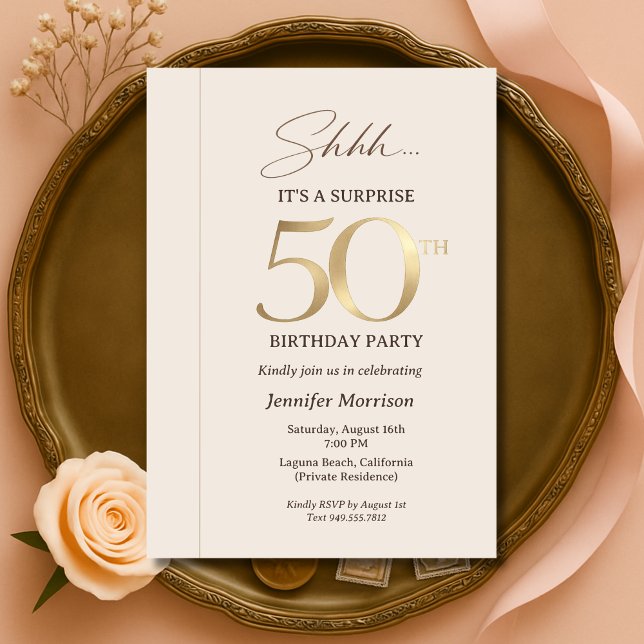 Invitation Surprise Élégant pour 50 ans (Créateur téléchargé)
