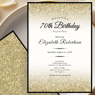 Invitation Surprise Élégante Anniversaire 70 Ans Paillettes O
