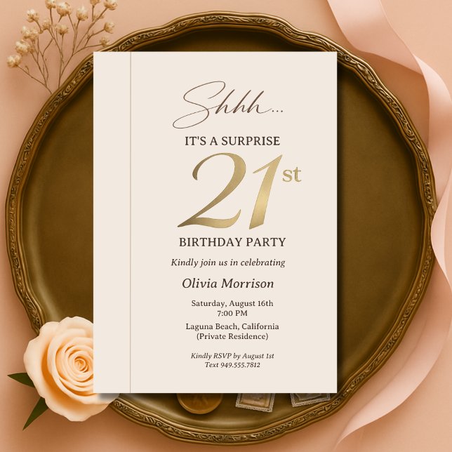 Invitation Surprise Élégante pour les 21 Ans (Créateur téléchargé)