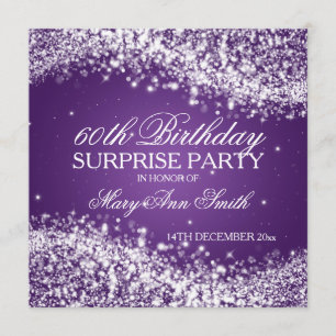 Invitation Surprise fête d'anniversaire Sparkling Wave Purple
