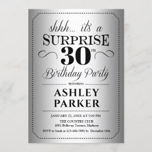 Invitation Surprise fête du 30e anniversaire - Argent