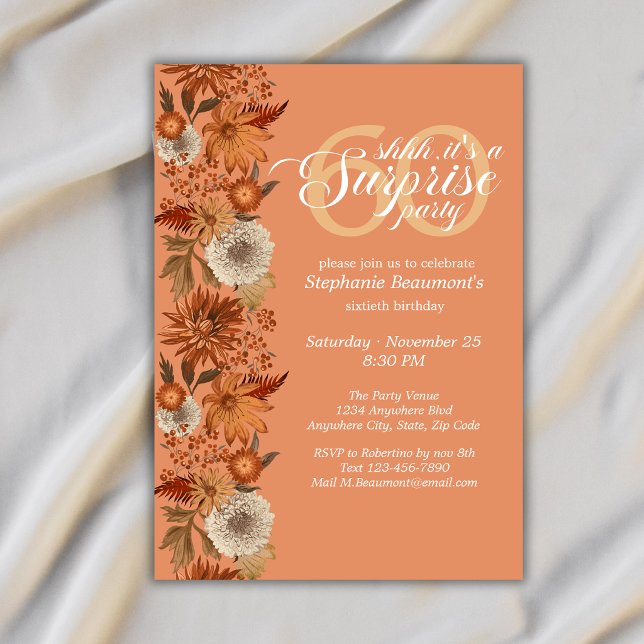 Invitation Surprise Fleur d'Automne pour les 60 ans d'une Fem (Créateur téléchargé)