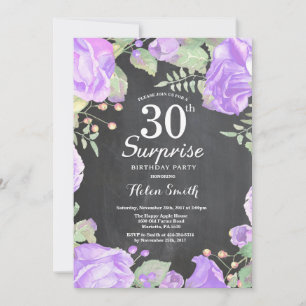 Invitation Surprise Fleurie Botanique Violette 30e Anniversai