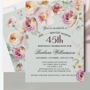 Invitation Surprise Fleurie Élégante pour les 45 ans