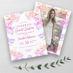 Invitation SURPRISE Fleurs Arc-en-ciel Budget pour