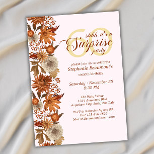 Invitation Surprise Fleurs d'Automne pour les 60 ans d'une Fe