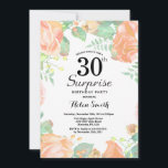 Invitation Surprise Floral de Pêche Botanique pour 30e Annive<br><div class="desc">Invitation Surprise Floral de Pêche Botanique pour 30e Anniversaire. Invitation d'anniversaire aux pivoines roses florales pour femmes. Fleur florale aquarelle. Fleurs élégantes de rose et de pivoine roses. Anniversaire adulte. Fond blanc. Noir et blanc. 13e 15e 16e 18e 20e 21e 30e 40e 50e 60e 70e 80e 90e 100e, tous âges....</div>