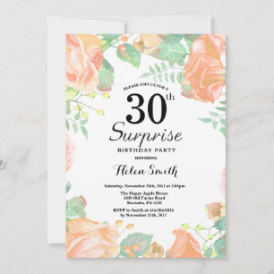 Invitation Surprise Floral de Pêche Botanique pour 30e Annive