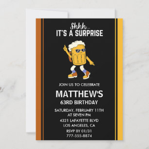 Invitation Surprise Funny Beer Men 63e anniversaire invitatio