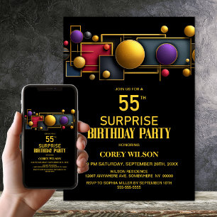 Invitation Surprise Géométrique Colorée pour les 55 ans