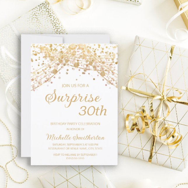 Invitation Surprise Glitter Or 30 ans Anniversaire (Créateur téléchargé)