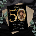 Invitation Surprise Gold Parties scintillant 50th Birthday Ph<br><div class="desc">50th Birthday Gold Parties scintillant modèle de la fête photo. Disponible en téléchargement numérique imprimable. Téléchargement personnalisé,  personnalisé et modifiable</div>
