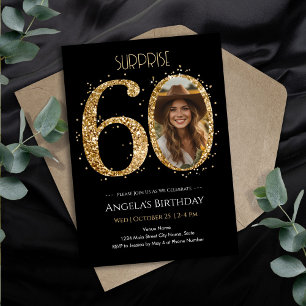 Invitation Surprise Gold Parties scintillant 60th Birthday Ph