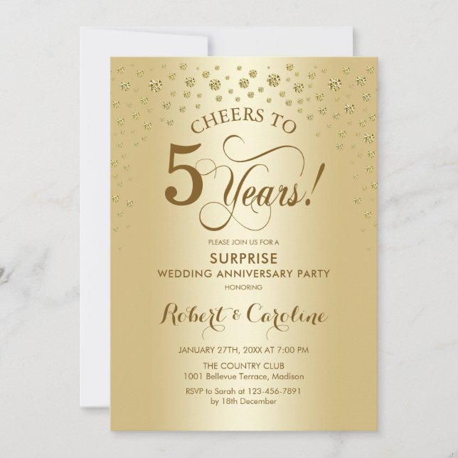 Invitation Surprise Golden 5th Anniversary Celebration (Devant)
