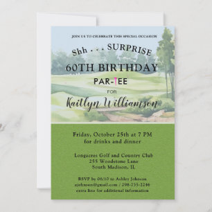 Invitation SURPRISE Golfeuse personnalisée pour une fête d'an