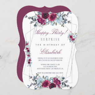 Invitation Surprise Happy Trente femmes florales 30e annivers